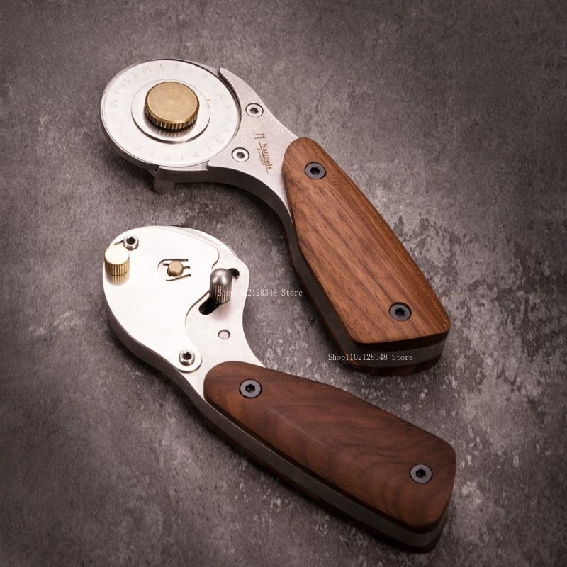 Leatherwork Accessories - 천연 나무 손잡이 올메탈 롤러 커터