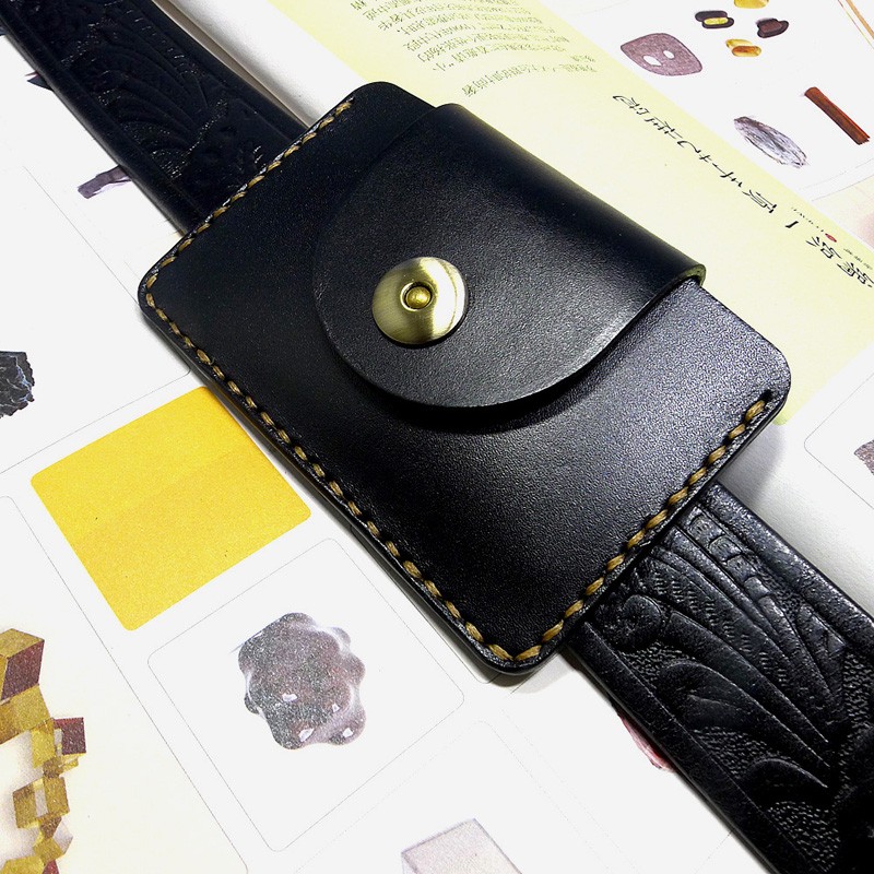 Leatherwork Wallet - Blongk 남녀공용 초박형 허리 가방, 정품