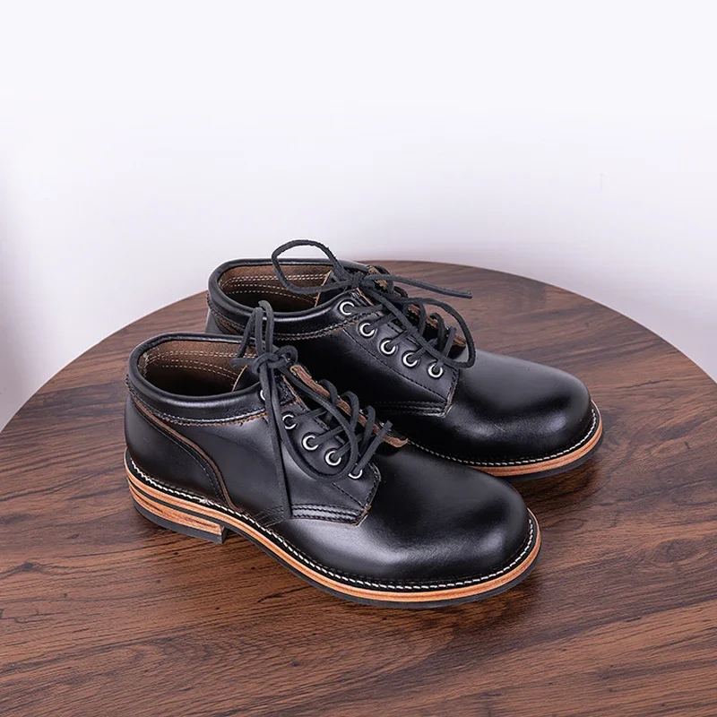 Leather Work Youtube - 블랙 티 코어 소가죽 워커 남성용,