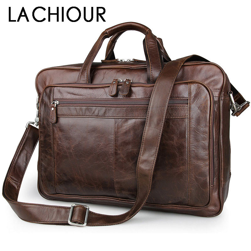 Leather Work Bag Men - Lachitour-정품 가죽 남성 가방, 빈티지 토트