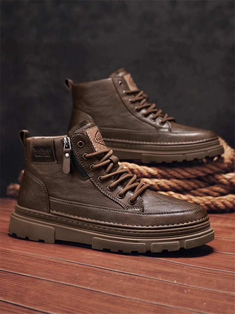 캐주얼 부츠 남성용 경량 영국 스타일 가죽 신발 작업에 - Leather Work Youtube 리뷰 및 가격