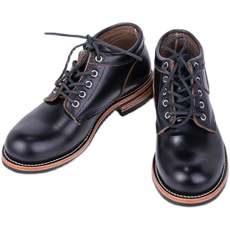 블랙 티 코어 소가죽 워커 남성용, 내마모성 라운드 토 - Leather Work Youtube 리뷰 및 가격